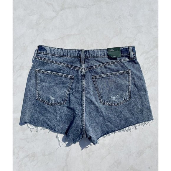 WILD FABLE HIGHEST RISE CUTOFF BLUE DENIM SHORTS FRAYED HEM DISTRESSED SZ 16 NWT - Picture 3 of 8